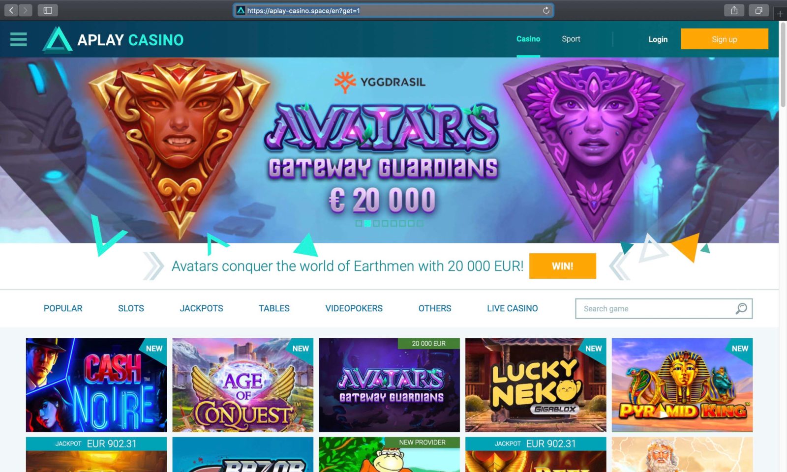 Screenshot of aplay-casino.space