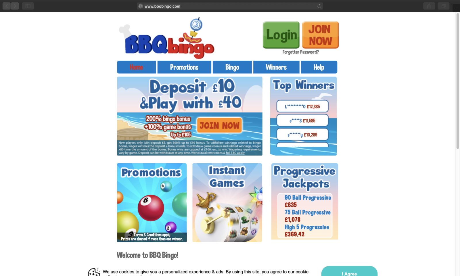 Screenshot of bbqbingo.com