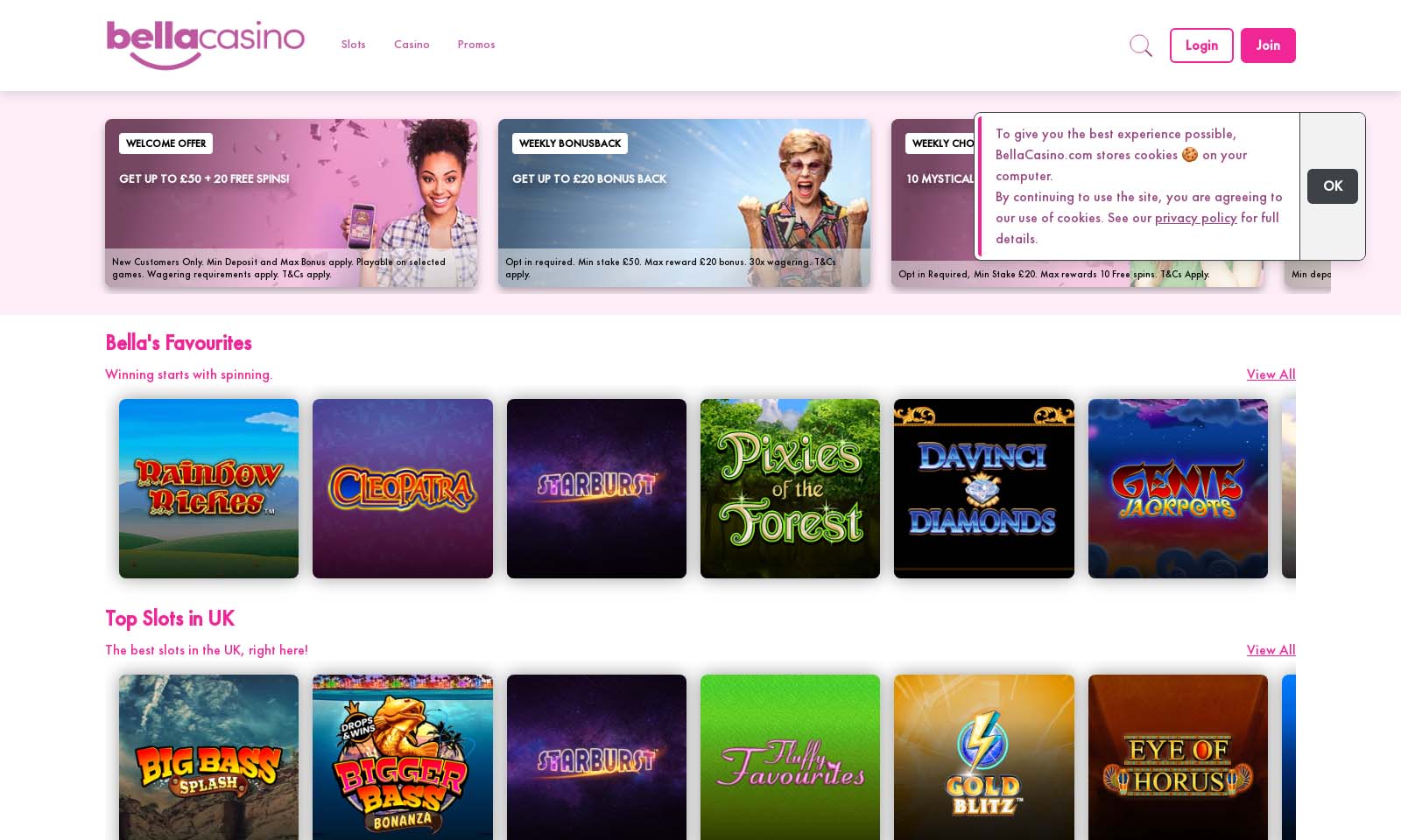 Bella Casino Homepage