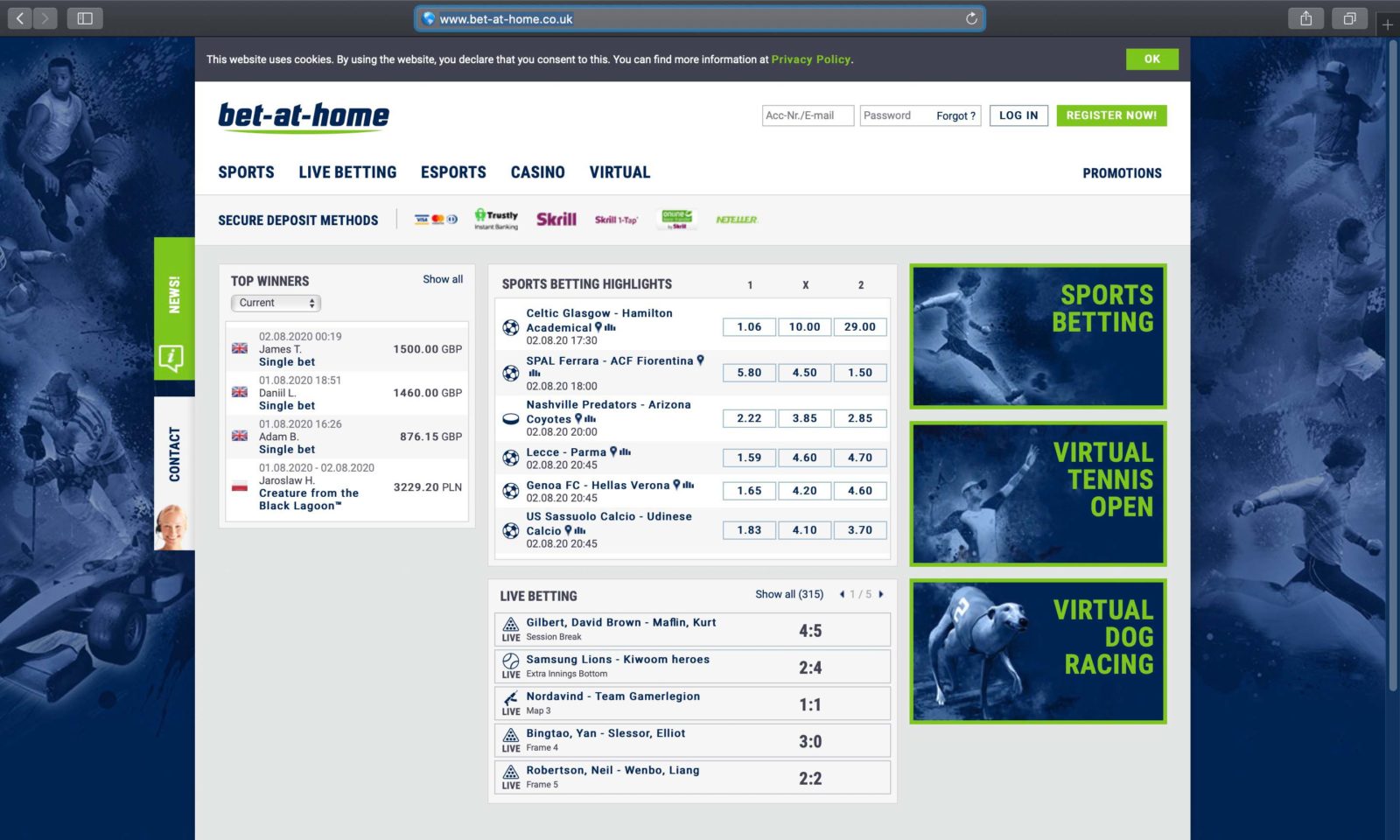Screenshot of bet-at-home.co.uk