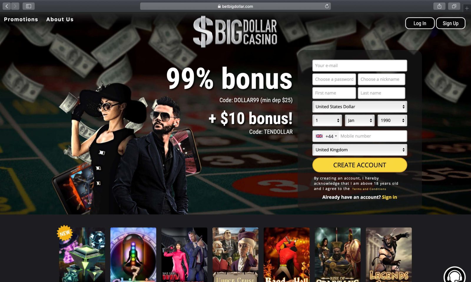 Screenshot of betbigdollar.com