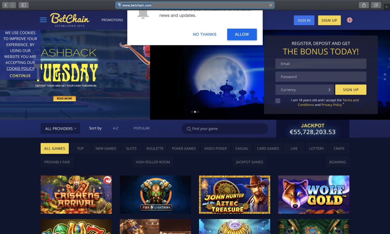 Screenshot of betchain.com