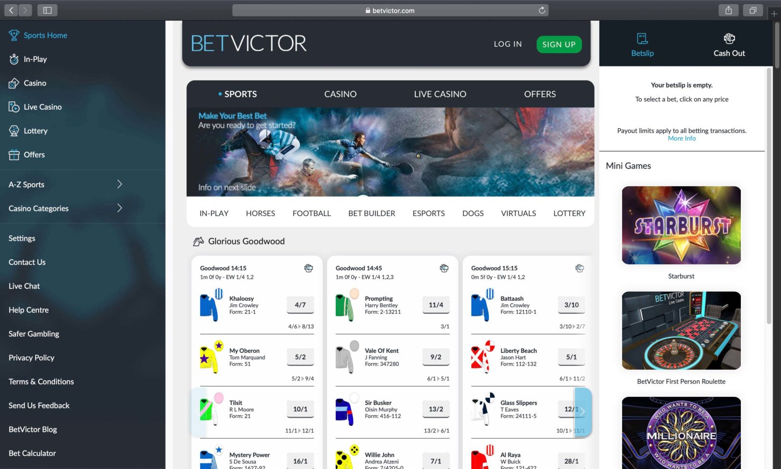 Screenshot of betvictor.com