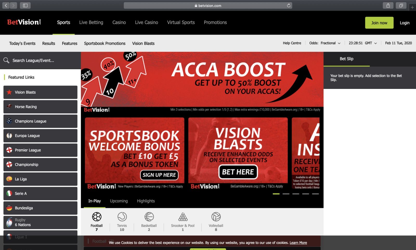 Screenshot of betvision.com