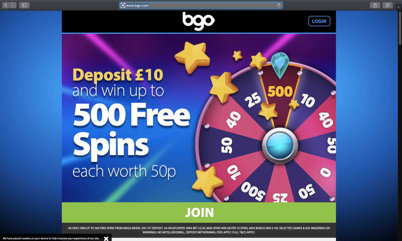 Screenshot of bgo.com