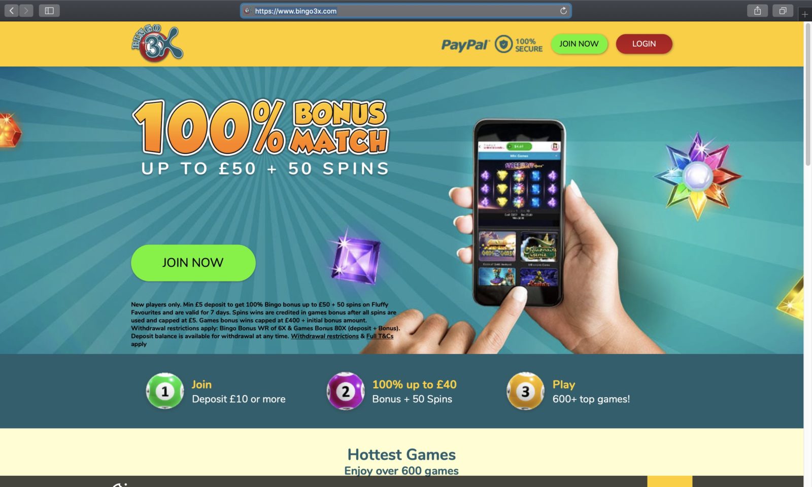Screenshot of bingo3x.com