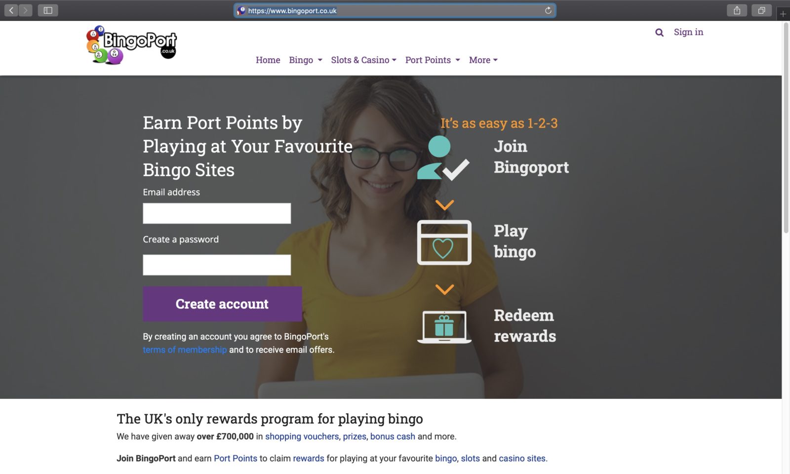 Screenshot of bingoport.co.uk