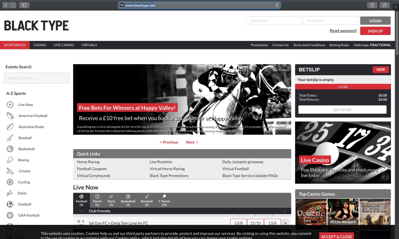 Screenshot of blacktype.bet
