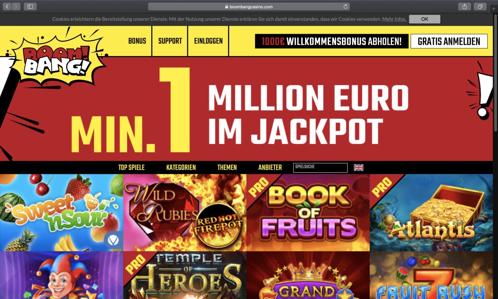 Screenshot of boombangcasino.com Screenshot of boombangcasino.com