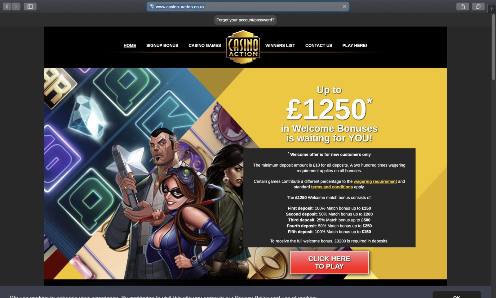 Screenshot of casino-action.co.uk