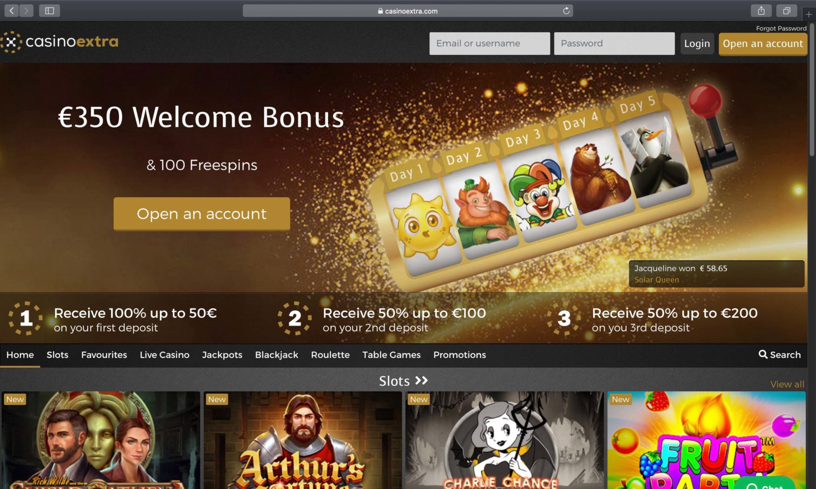 Screenshot of casinoextra.com