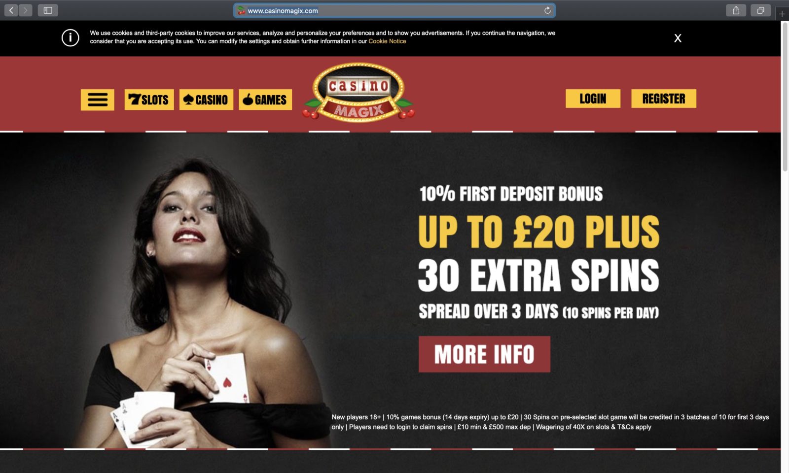 Screenshot of casinomagix.com