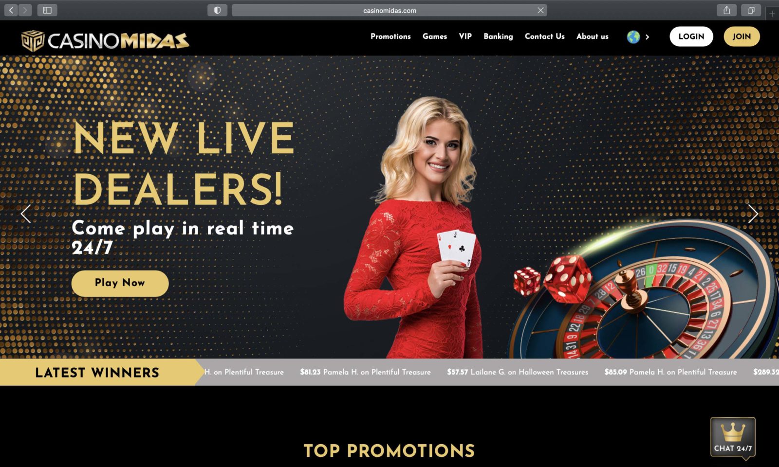 Screenshot of casinomidas.com
