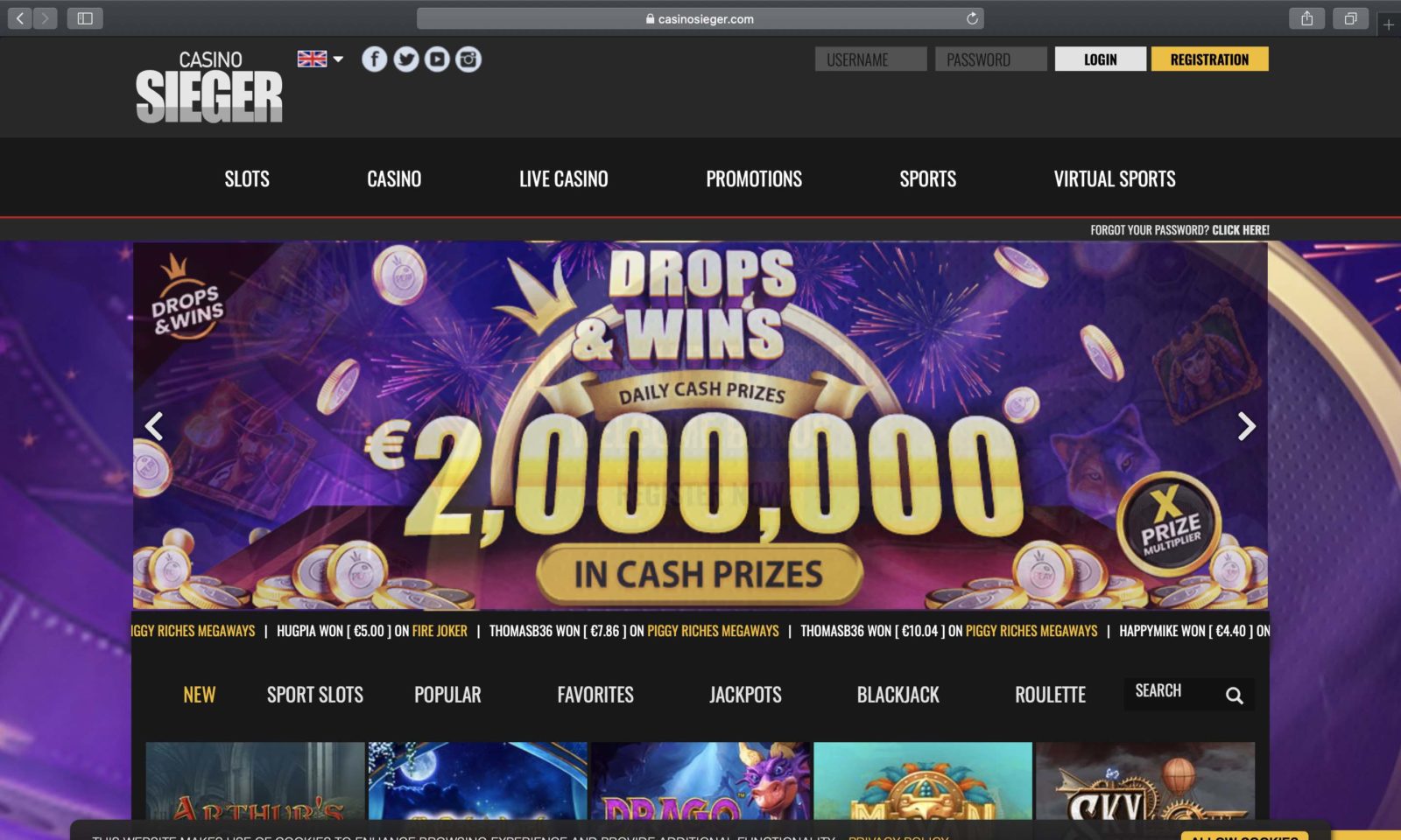Screenshot of casinosieger.com