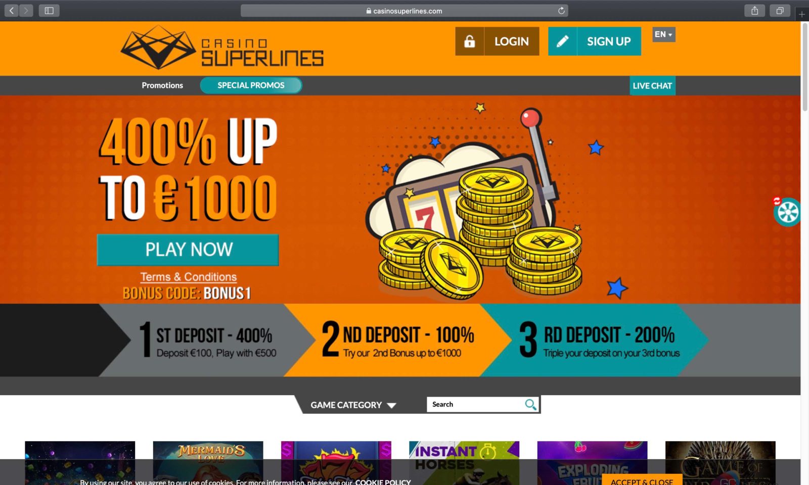 Screenshot of casinosuperlines.com
