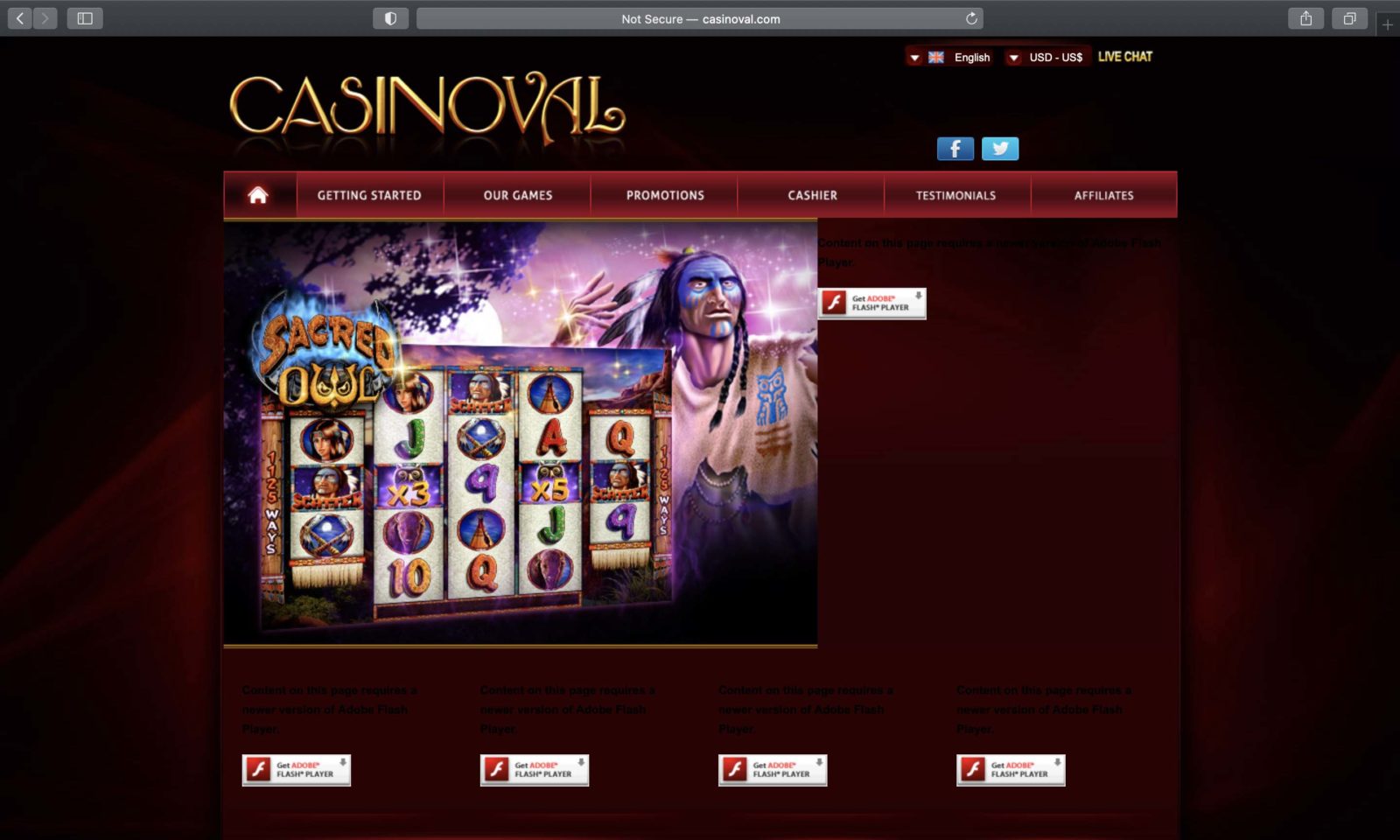 Screenshot of casinoval.com