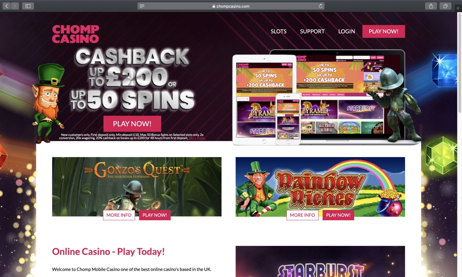 Screenshot of chompcasino.com