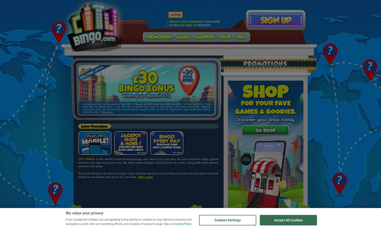 City Bingo homepage