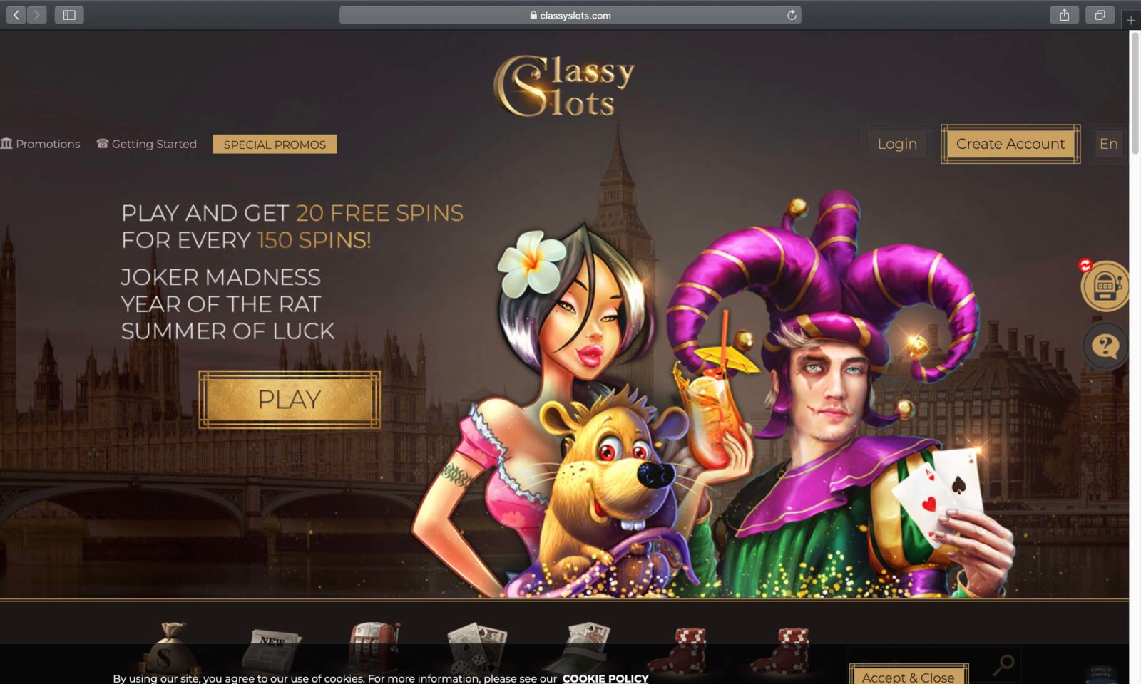 Screenshot of classyslots.com