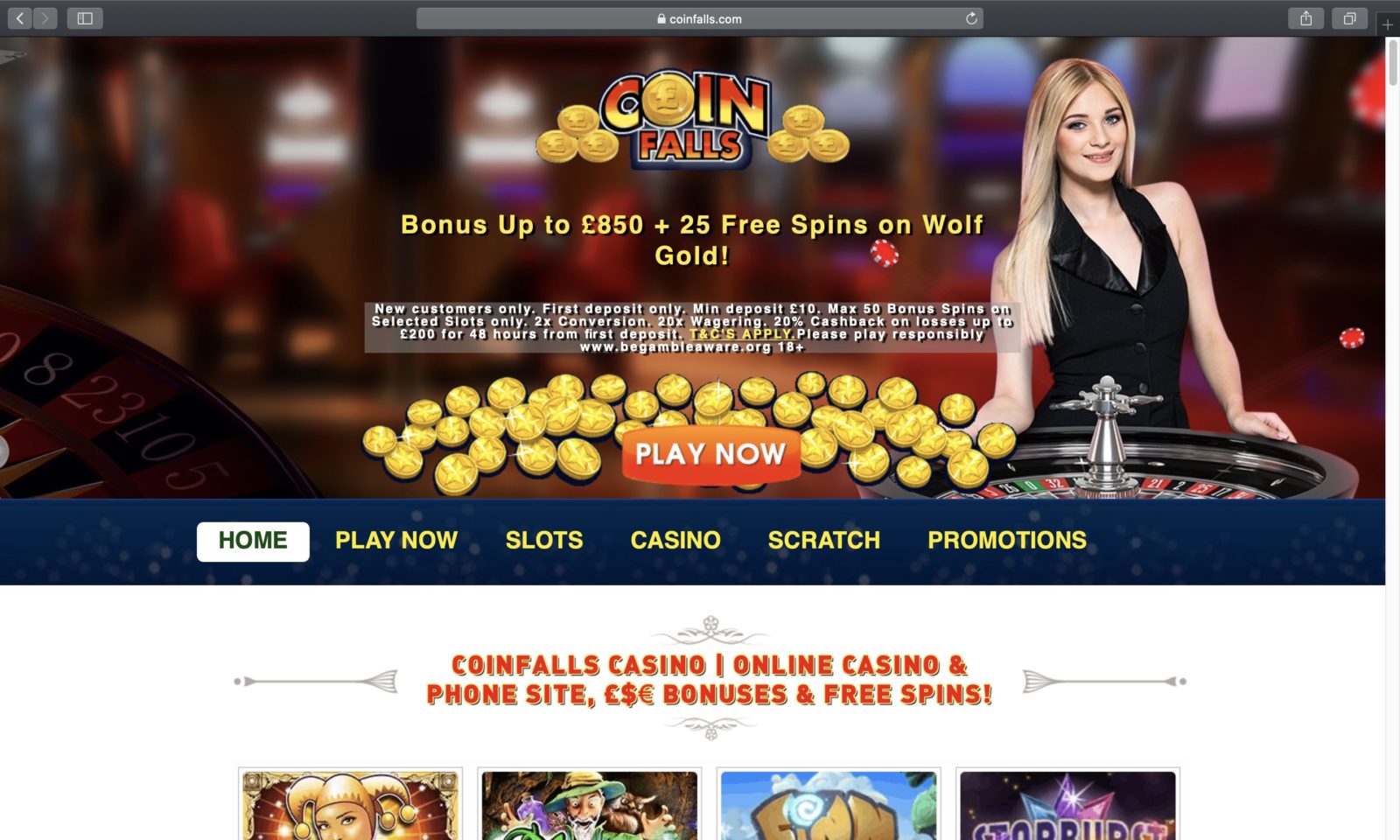 Screenshot of coinfalls.com