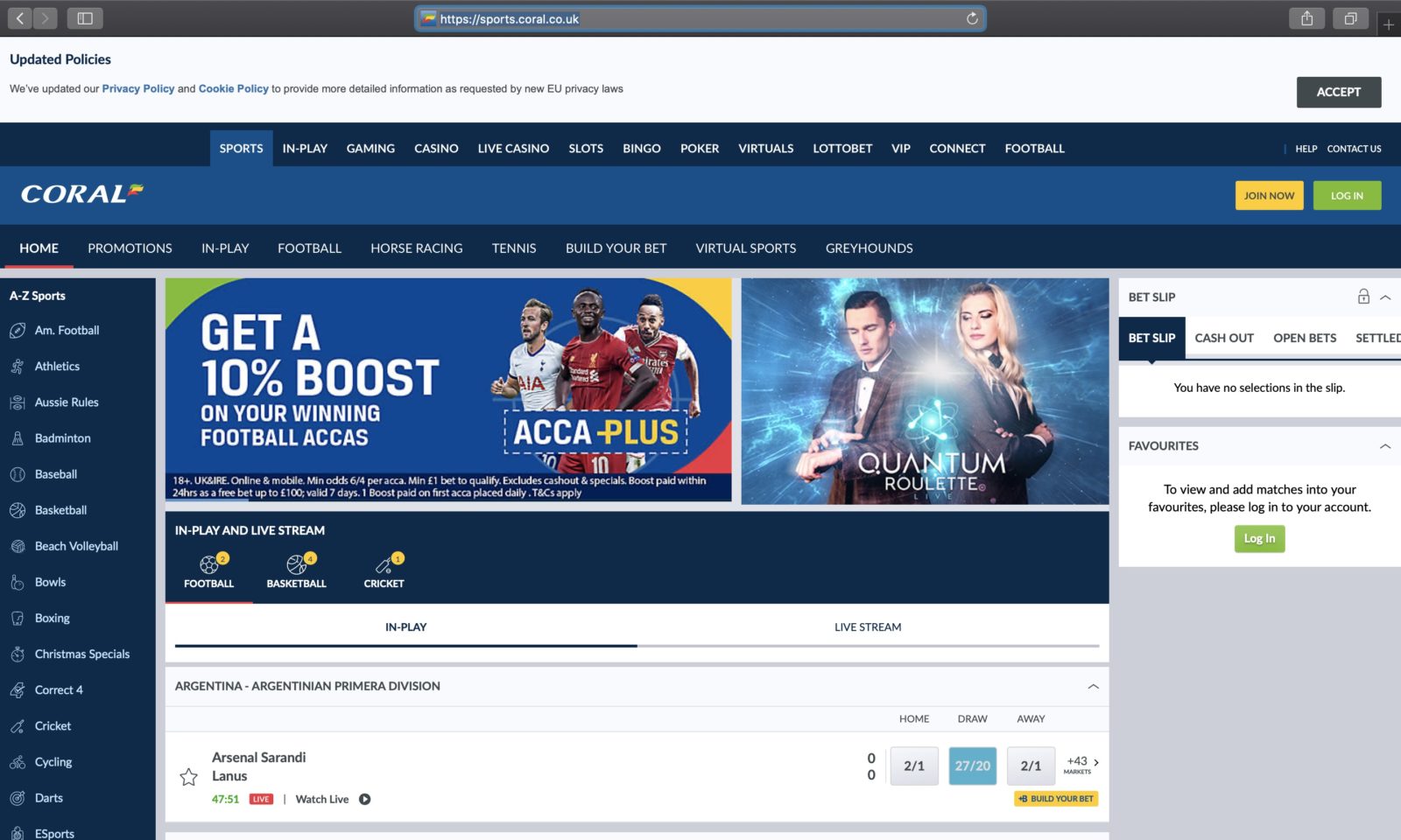 Screenshot of coral.co.uk