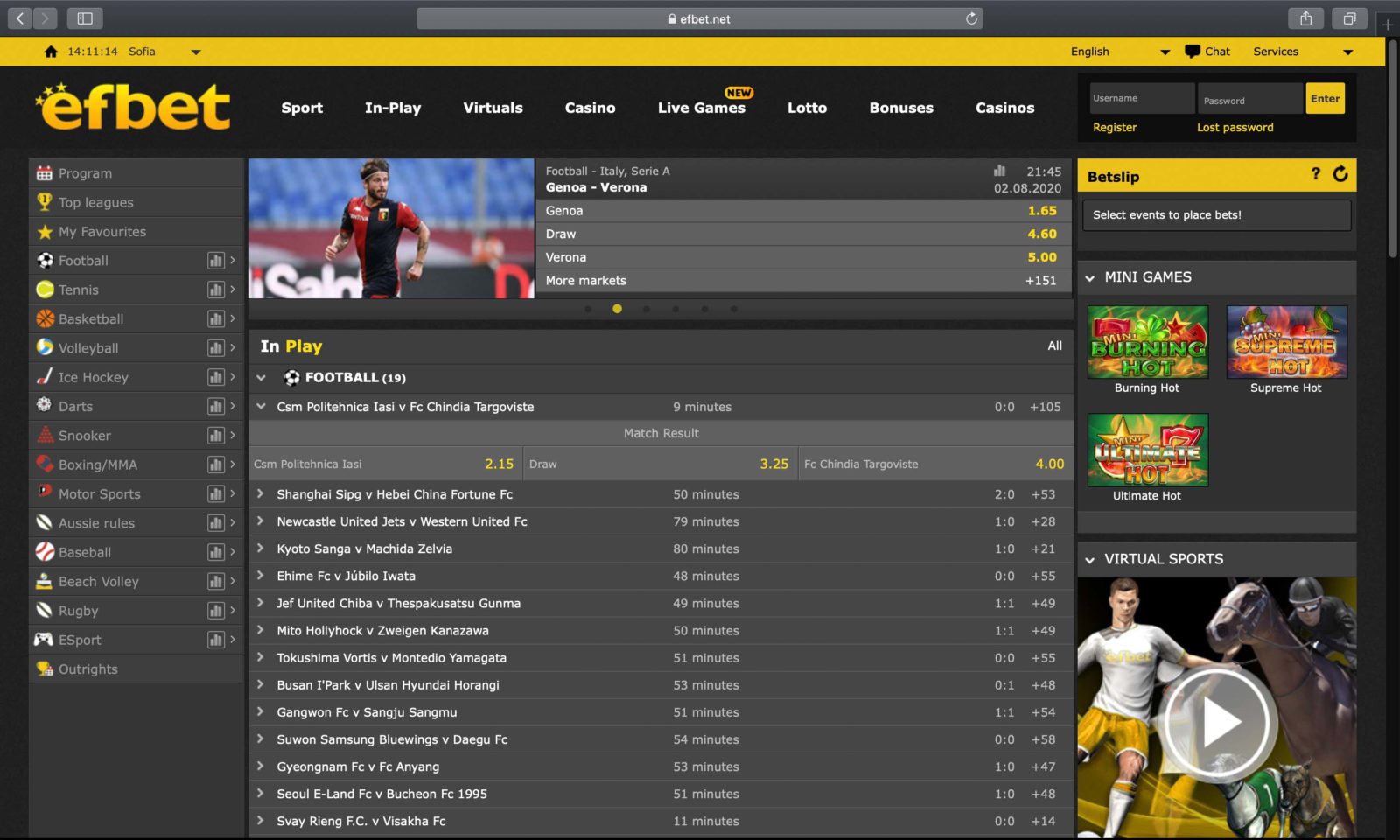 Screenshot of efbet.com