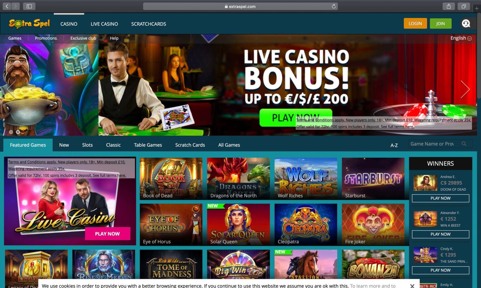 Screenshot of extraspel.com