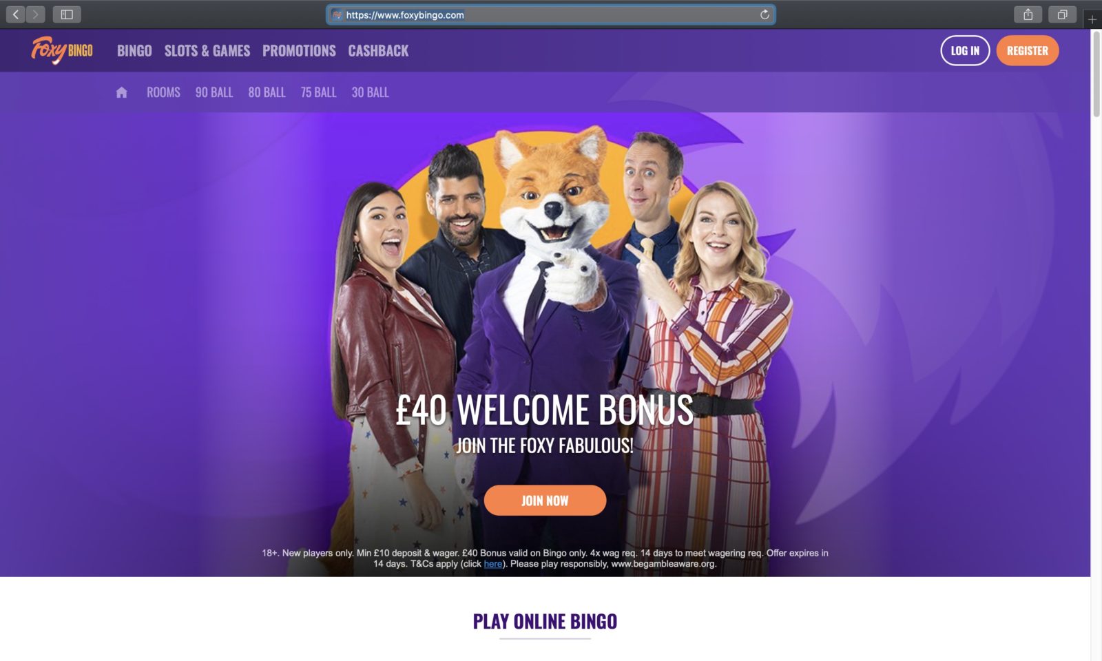 Screenshot of foxybingo.com