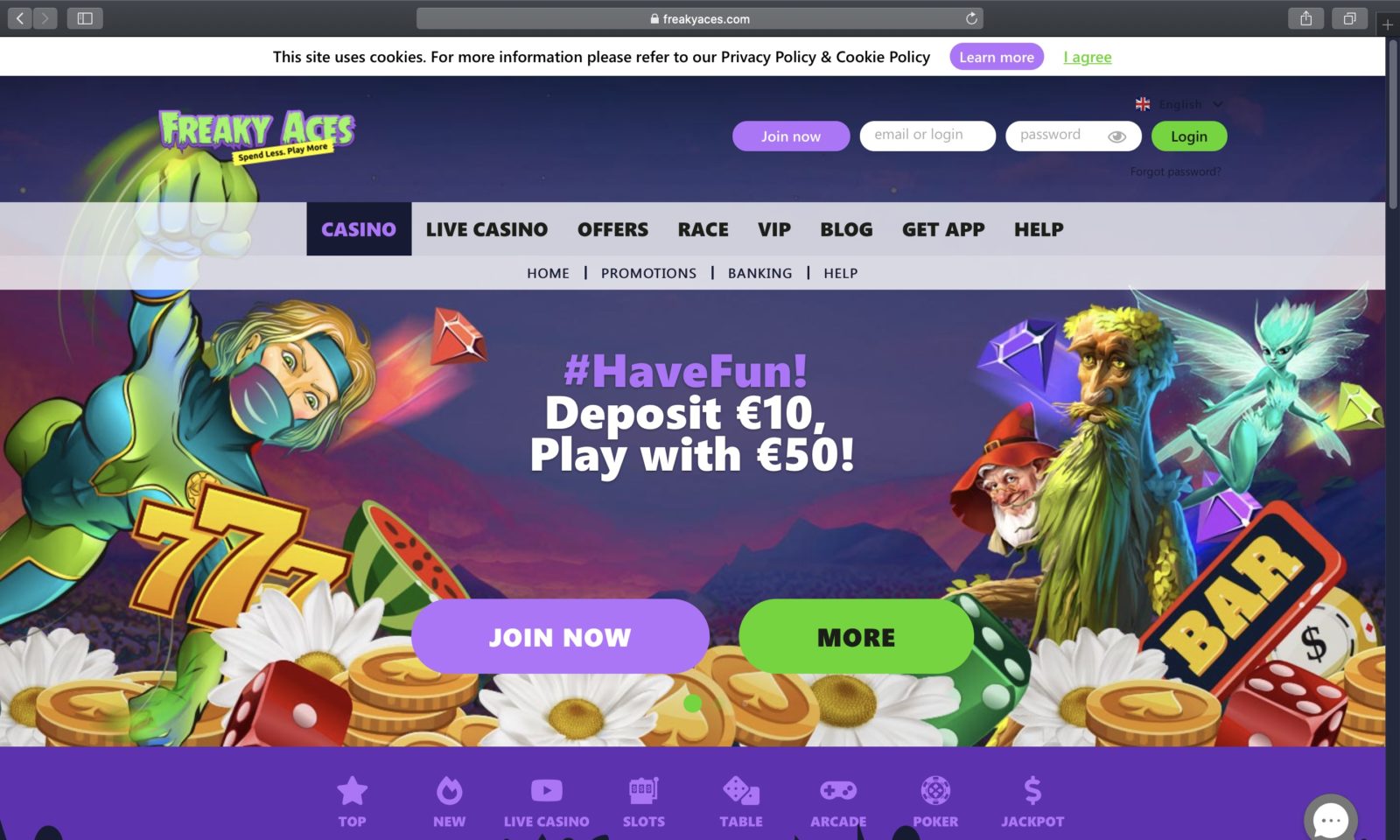 Screenshot of freakyaces.com