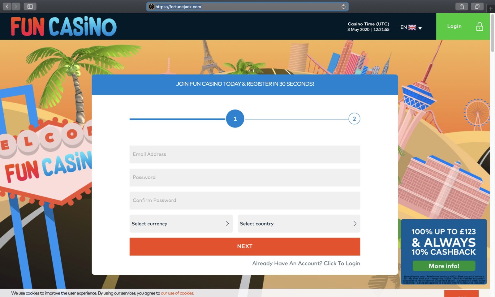 Screenshot of funcasino.com