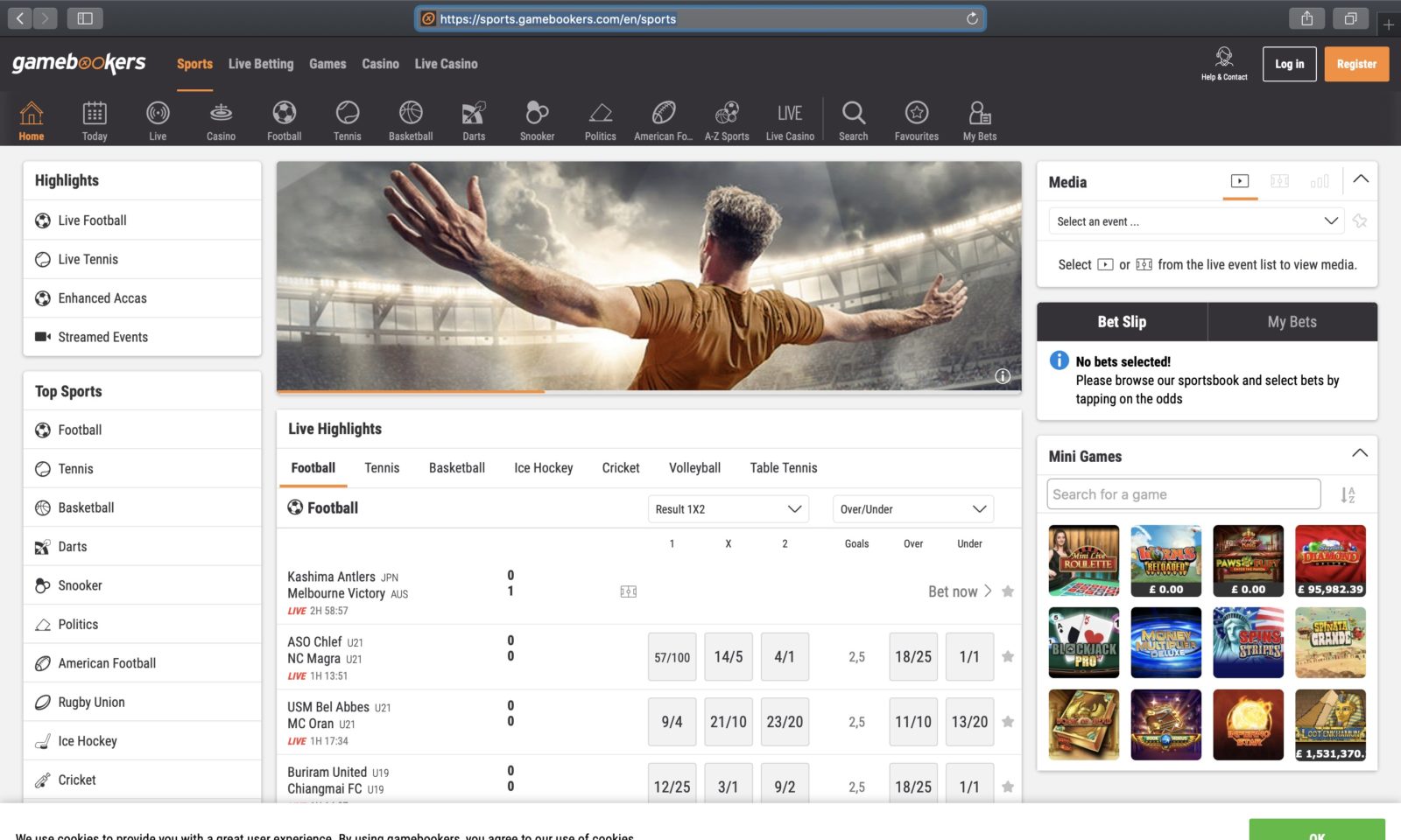 Screenshot of gamebookers.com