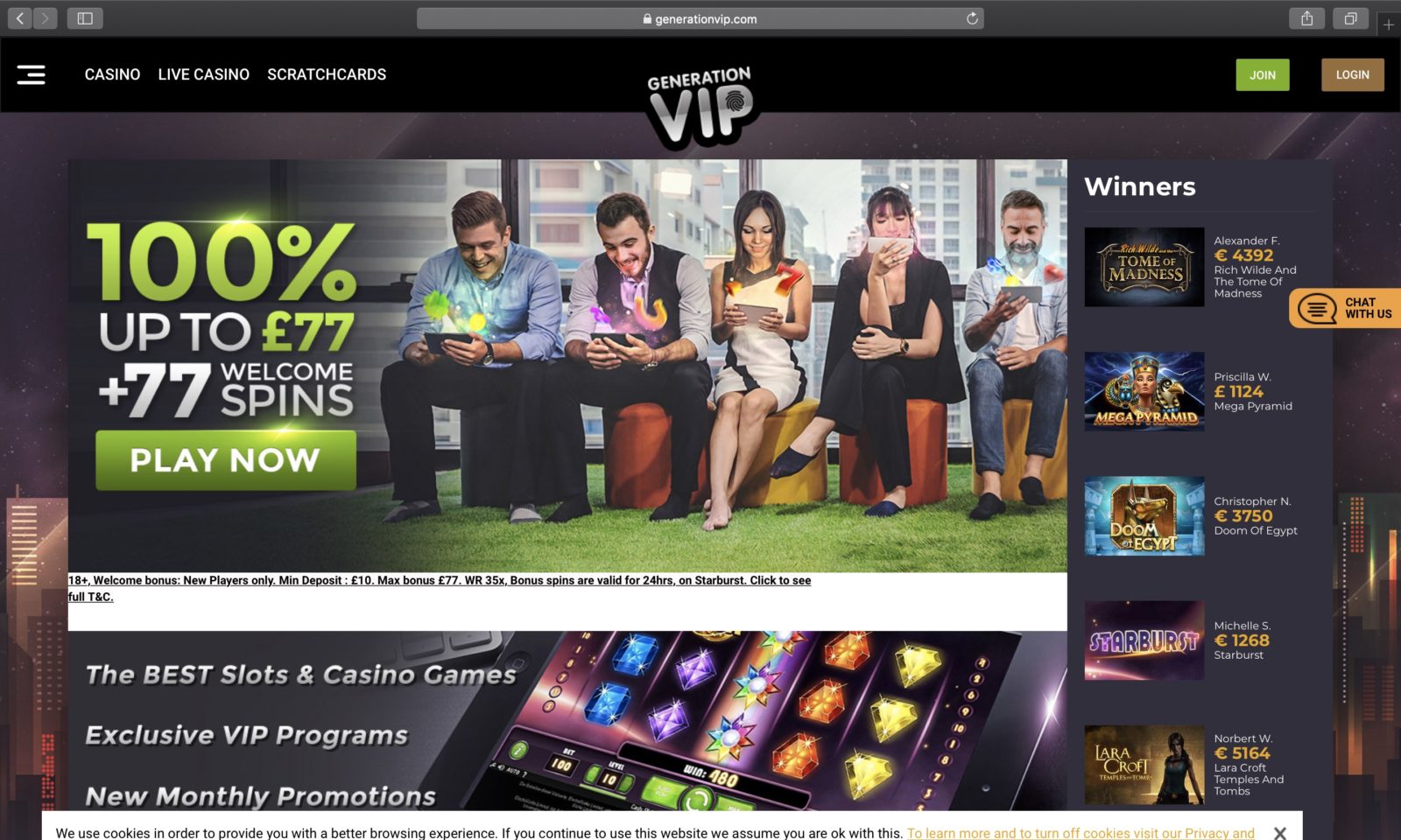 Screenshot of generationvip.com