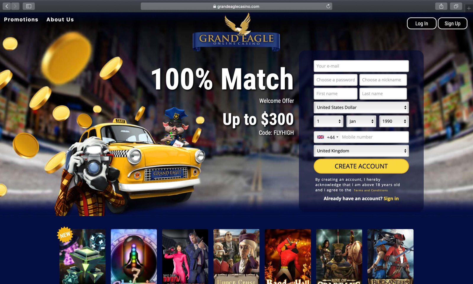 Screenshot of grandeaglecasino.com