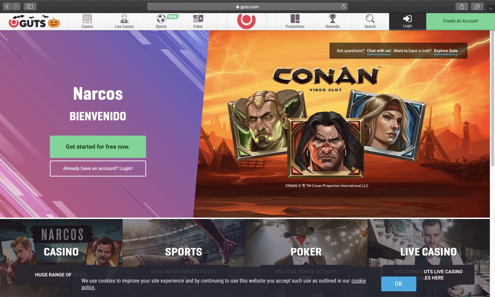 Screenshot of guts.com