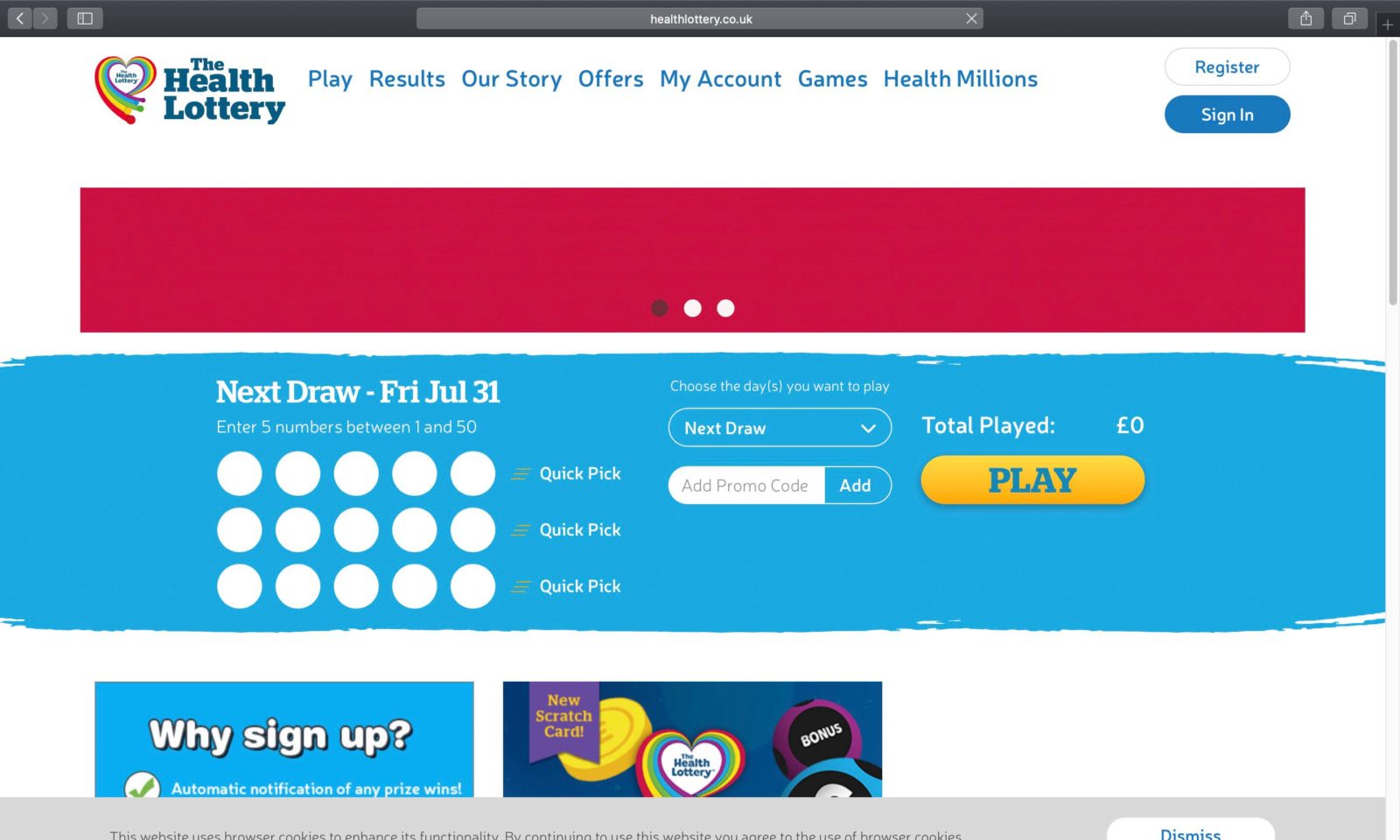 Screenshot of healthlottery.co.uk