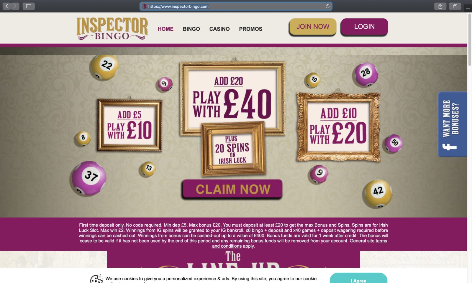 Screenshot of inspectorbingo.com