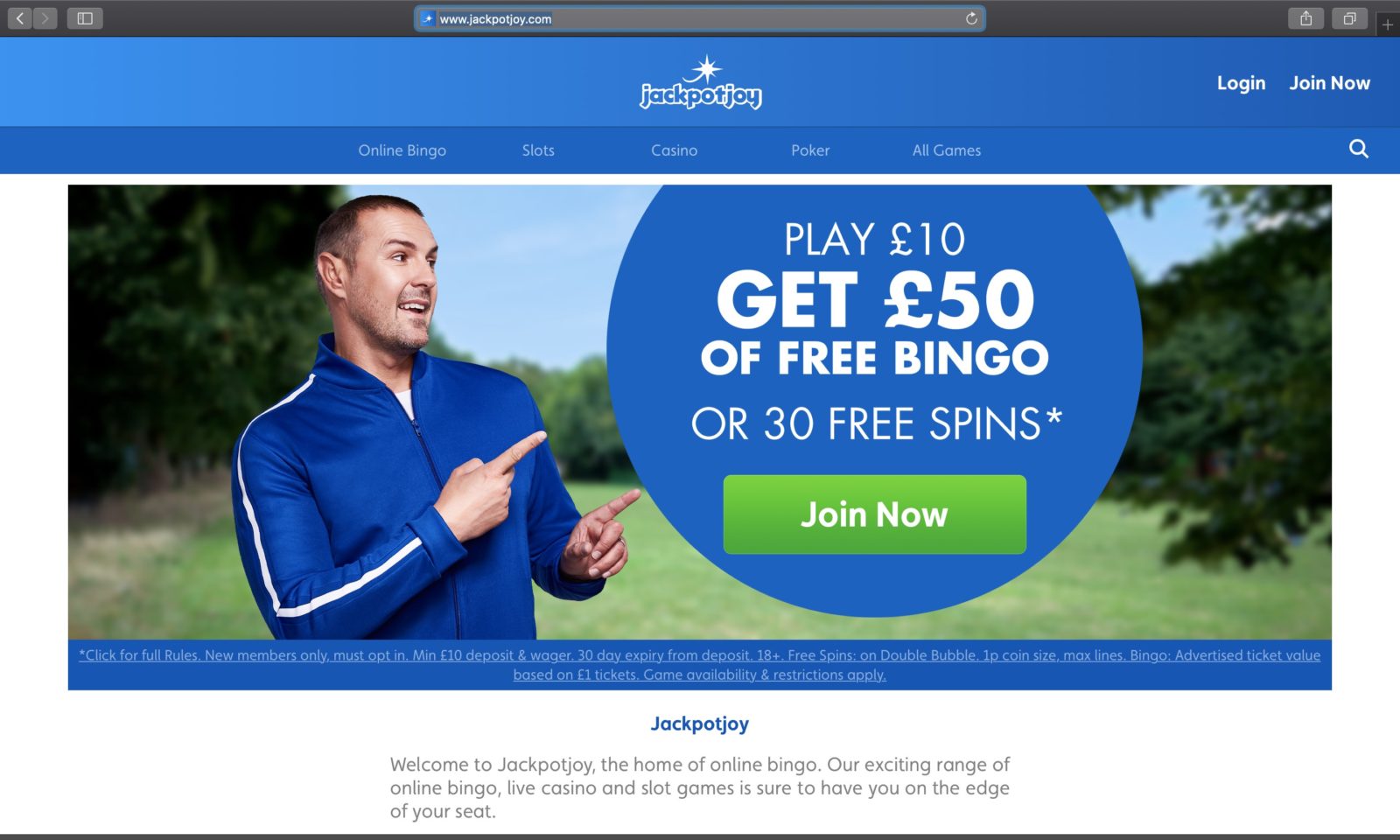 Screenshot of jackpotjoy.com