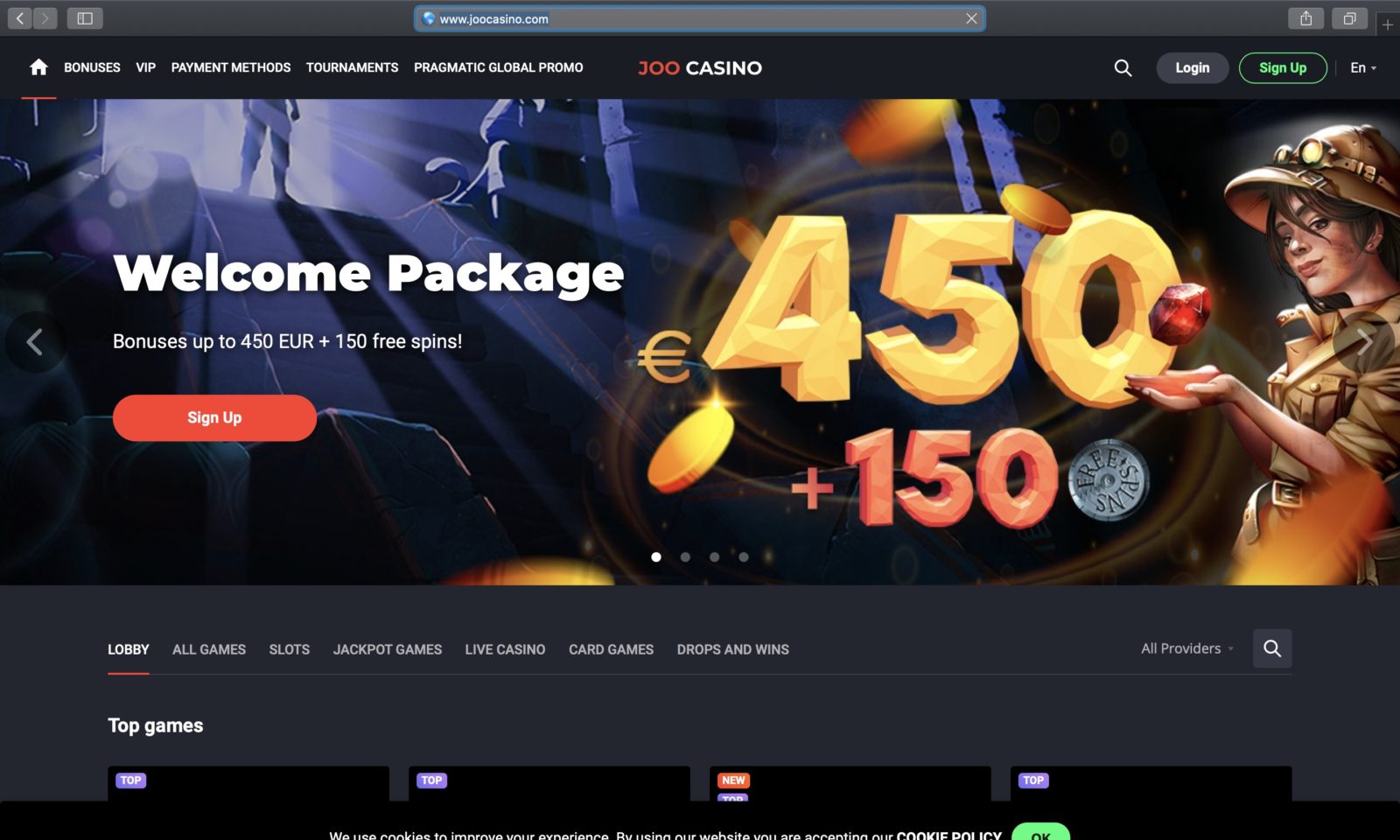 Screenshot of joocasino.com