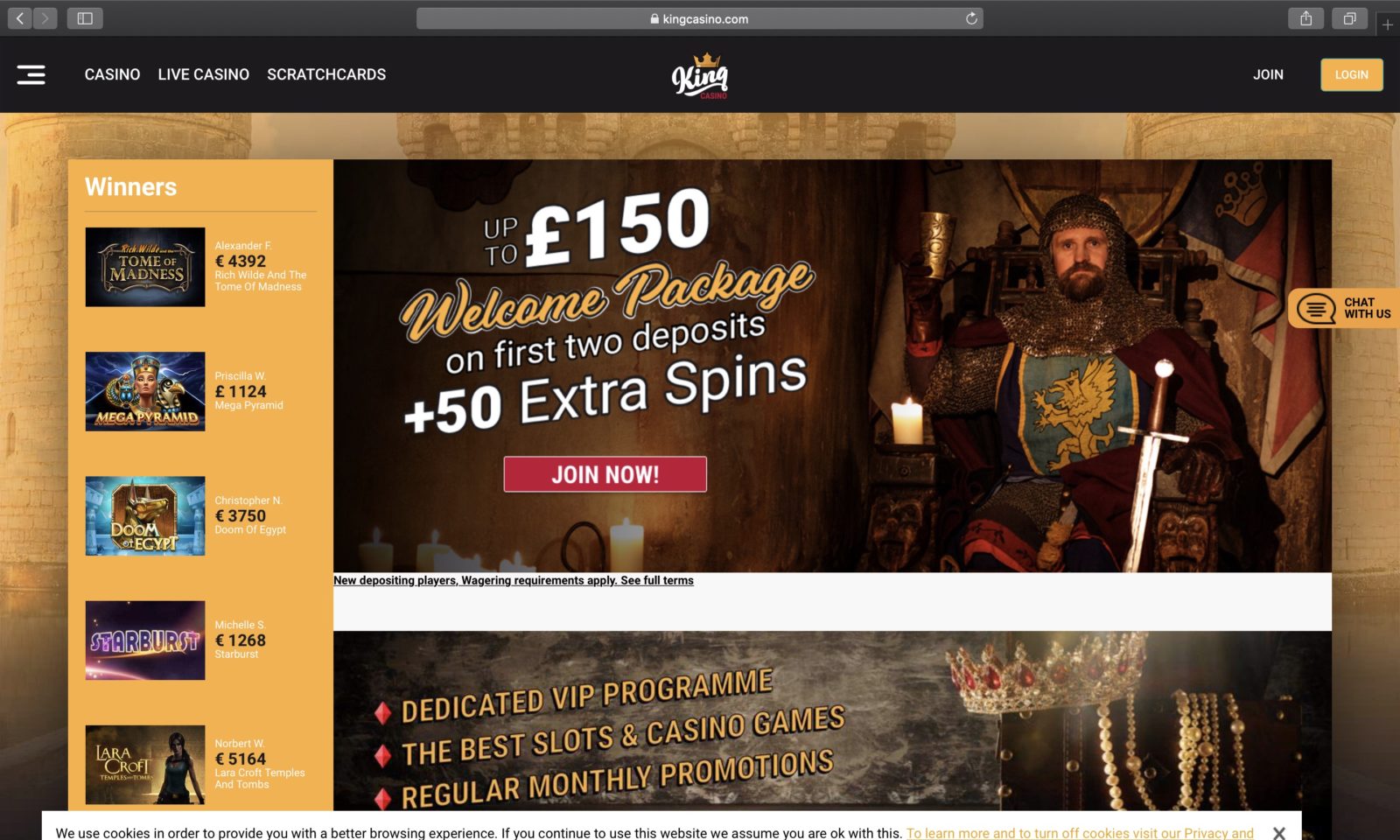 Screenshot of kingcasino.com