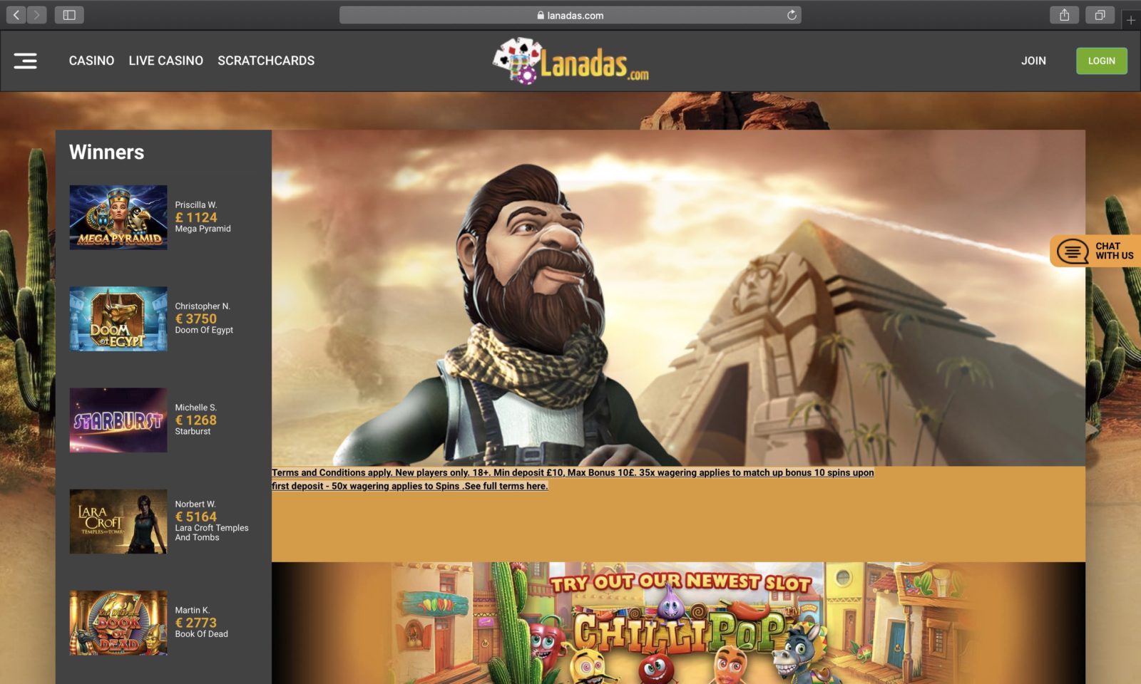 Screenshot of lanadas.com