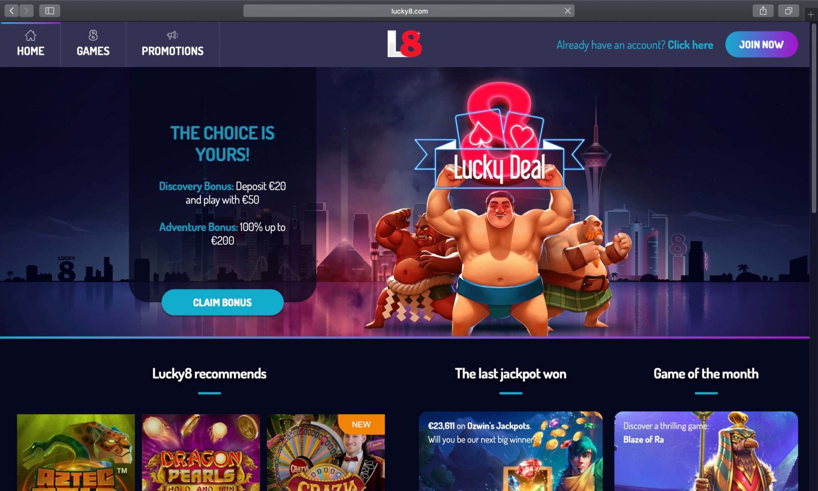 Screenshot of lucky8.com