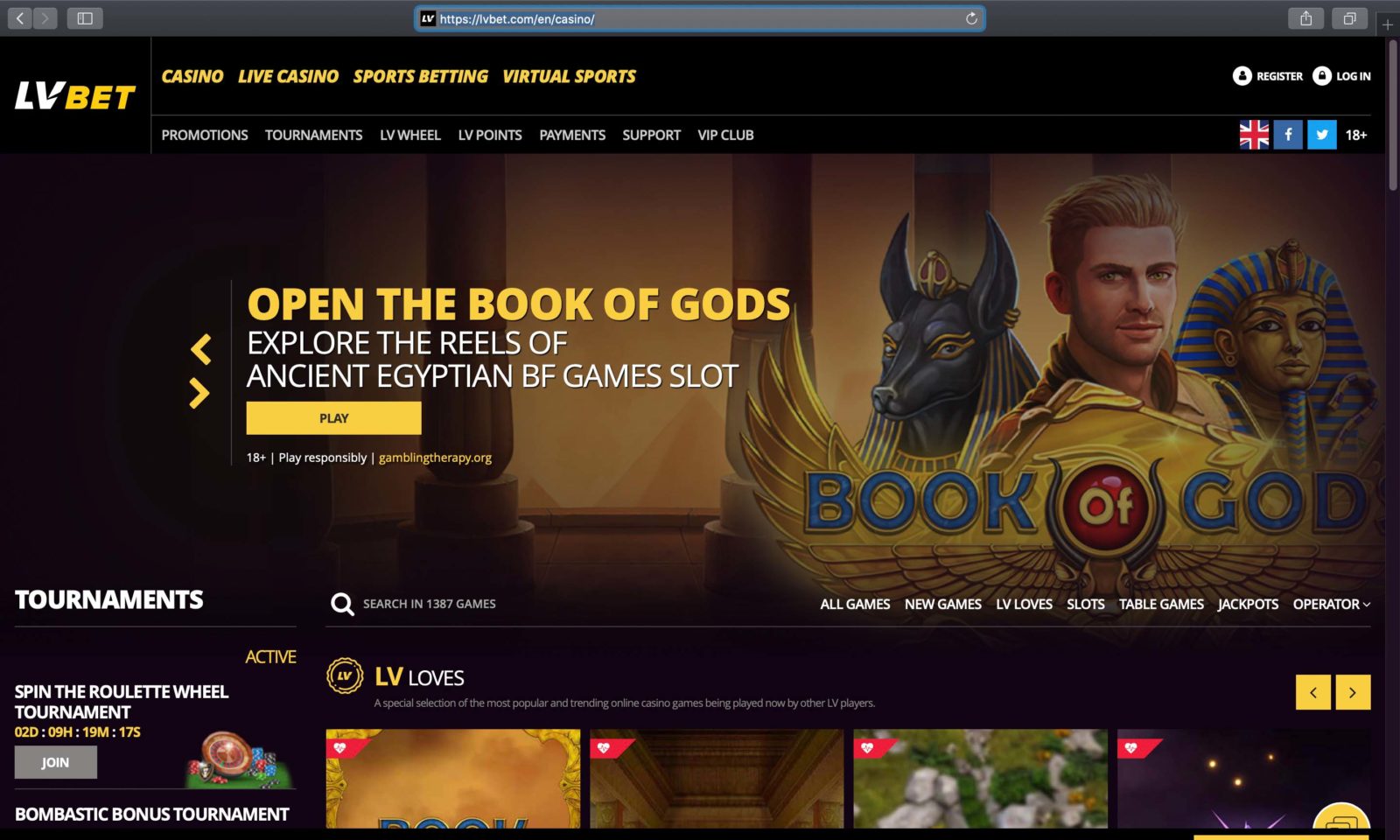 Screenshot of lvbet.com