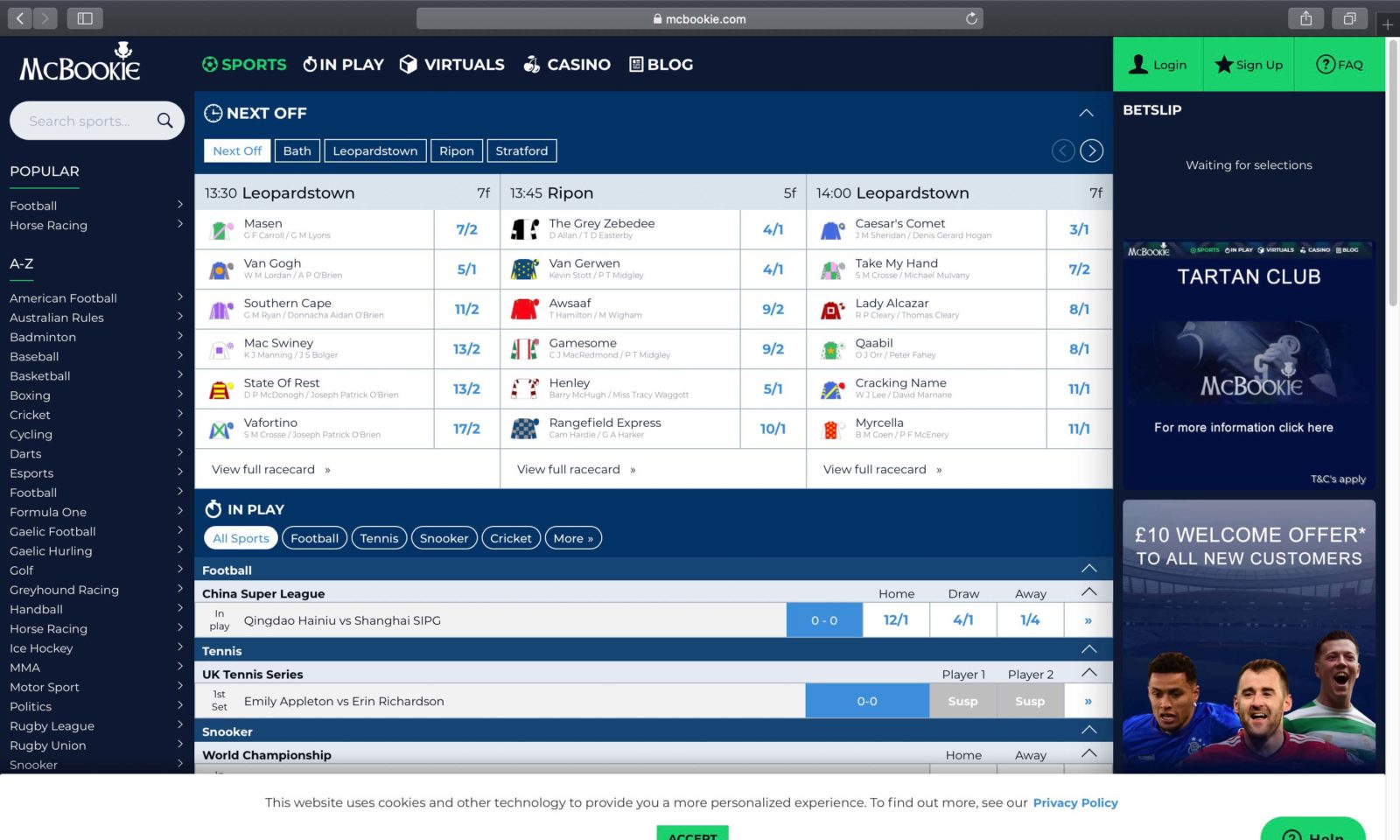 Screenshot of mcbookie.com