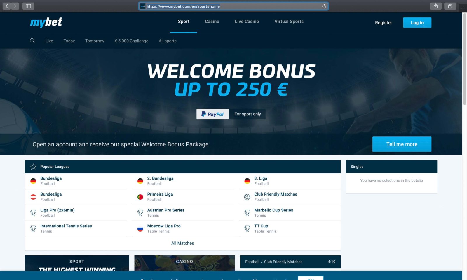 Screenshot of mybet.com