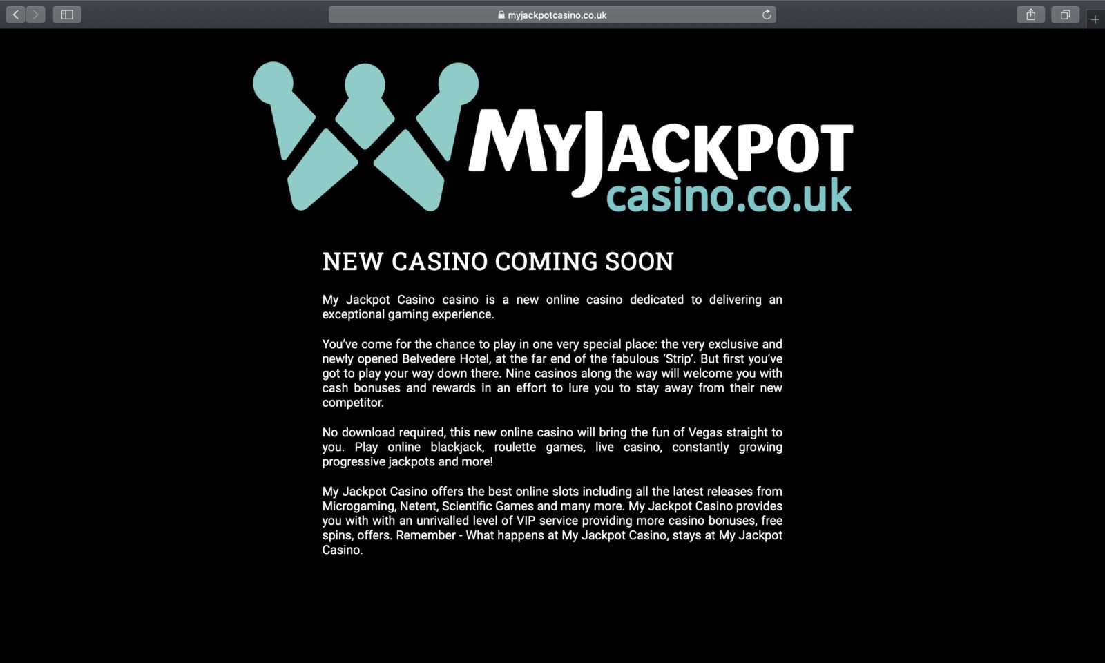 Screenshot of myjackpotcasino.co.uk