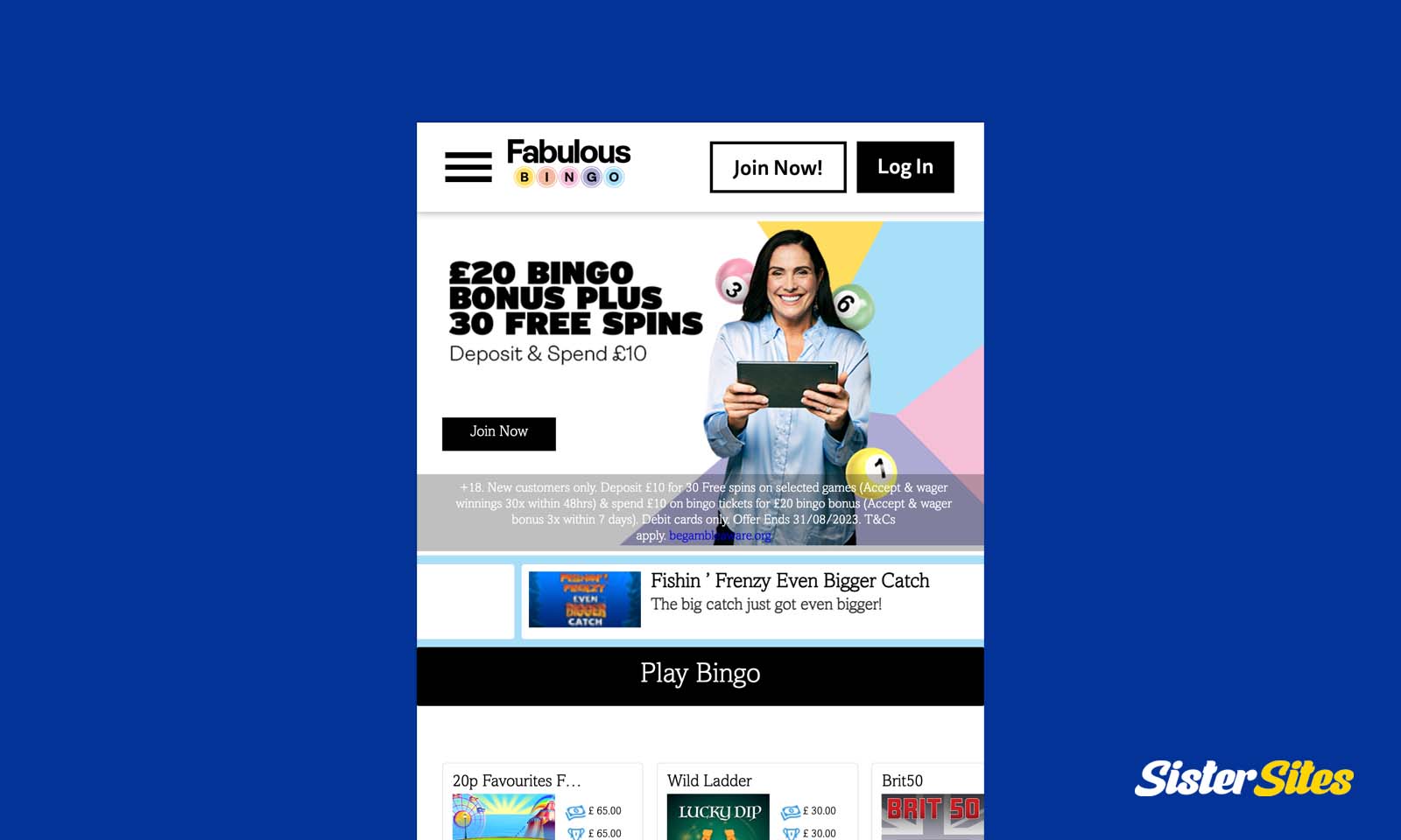 Fabulous Bingo on mobile