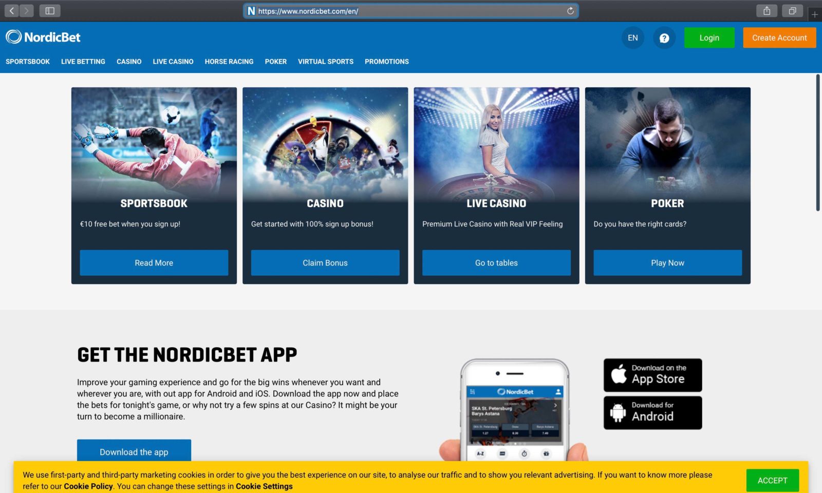 Screenshot of nordicbet.com