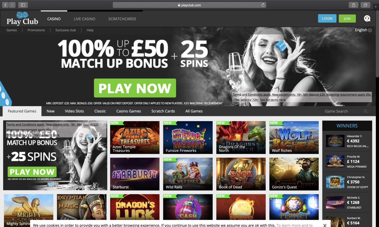 Screenshot of playclub.com