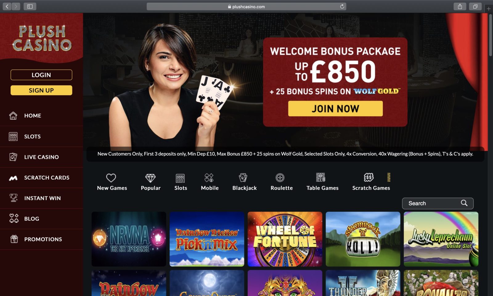 Screenshot of plushcasino.com