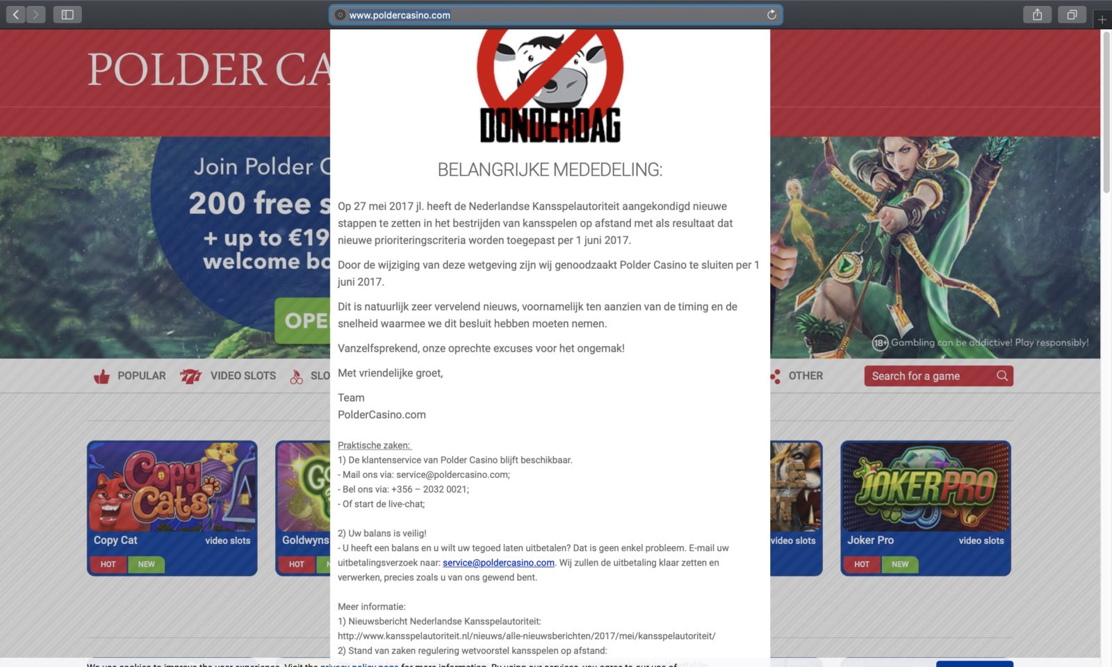 Screenshot of poldercasino.com Screenshot of poldercasino.com